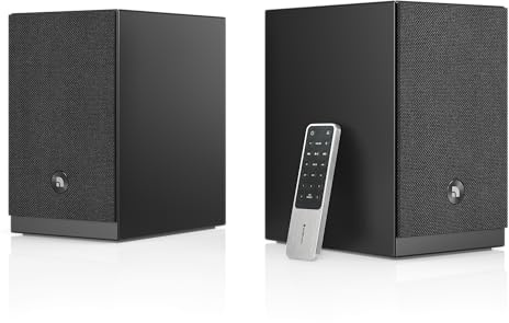 Audio Pro A28W - Altoparlanti stereo attivi multiroom 2 × 75 W Classe D, TV ARC + HDMI, AirPlay 2, Google Cast, ingressi ottici e RCA, 238 × 150 × 200 mm, telecomando e preset (nero)