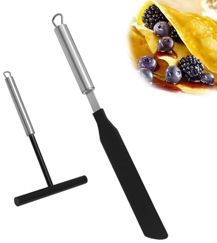 Distribuidor y espátula para crepes, 2 espátulas, distribuidor de crepes, distribuidor de masa para crepes, para el hogar, cocina, hornear, utensilios de horneado