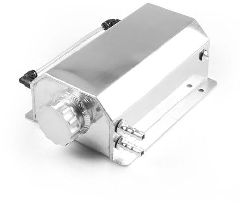 överflöde expansionstankar 2L Universal Motorolja Bränsle Bensin Fångstburk Avluftningstank Flaska Kylvätskekylare Överfyllnadstank(Silver)