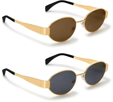 CATASTRBT Vintage Solglasögon Ovala Solglasögon-Mode Sunglasses Sommar Polariserade Glasögonskydd Tillbehör för Män Kvinnor Fest Resa Semester Strand Carnival Daglig Användning