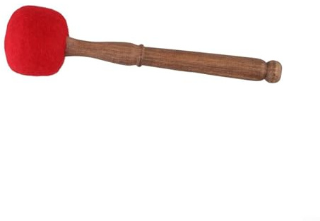 Feeshoppher Maillet pour bol chantant en bois avec tête en coton pour la méditation tibétaine, prise en main lisse et confortable, design naturel, excellent savoir-faire, taille S (rouge)