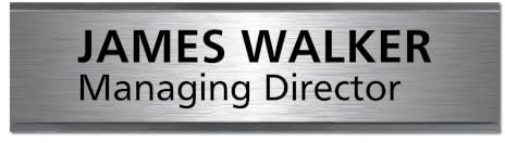 Personalised Door Sign | Custom Office Name Plate | Engraved Acrylic Office Door Plaque | Self Adhesive Business, School & Clinic Sign | 200mm x 50mm (Silver With Black Text)
