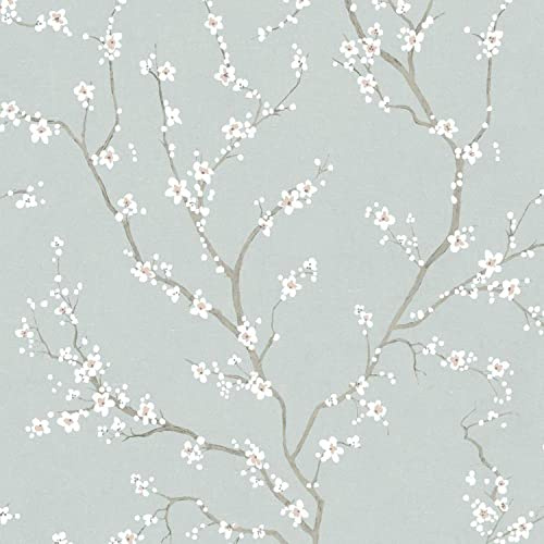 RoomMates RMK11272WP Blue Cherry Blossom Peel and Stick Wallpaper