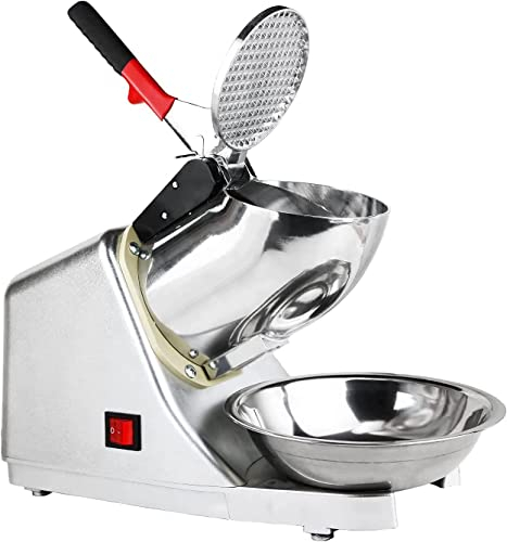 Tosucs Trituradora de Hielo Eléctrica de 300 W, Maquina de Hielo Portatil de 80 kg/h,Trituradora de Hielo Profesional con Palas Dobles,Acero Inoxidable, para uso Doméstico y Comercial