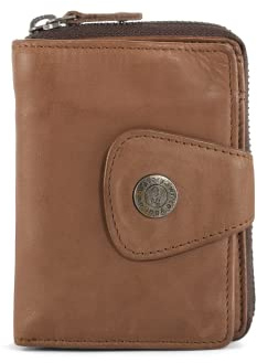Cas8 Portemonnaie Damen Mabel, Geldbörse Leder RFID-Schutz, Portmonee mittel, kompakt, Damen Geldbeutel mit Karten Fächer, die Börse für den Alltag, Cognac
