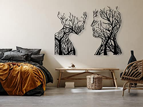 VAILLA ® Quadro moderno soggiorno, Decorazione 3D Murali in legno, Quadretti da parete in nero e oro, Decorazioni moderni muro per salotto, camera da letto, Corridoio, casa (Teste 1)