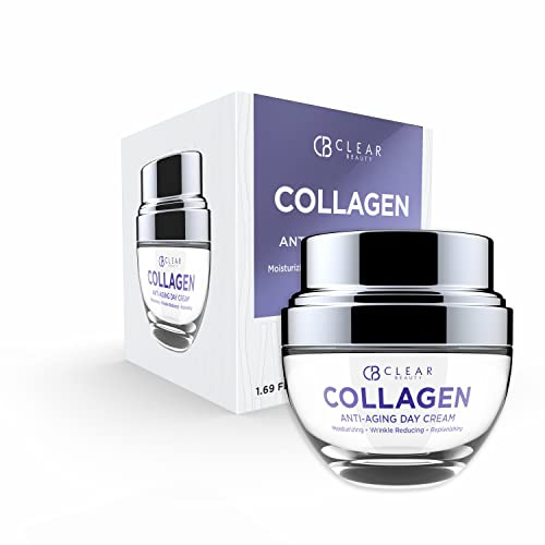 Clear Beauty Collagen Face Moisturizer - Hydrating, Firming Anti Aging Day Cream For Dry Skin - Strengthens Skin Barrier And Smooths Fine Lines - Dermatologist Tested, Korean Skin Care Vegan - 1.69 Oz