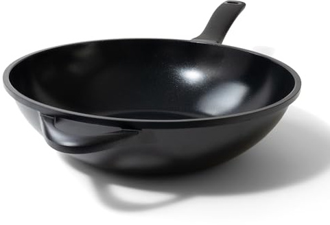 Alva 12” Nonstick Wok Pan – Induction Compatible, Chemical Free (No PTFE, PFOA, PFOA) Flat Bottom Stir Fry Wok, Dishwasher Safe Cookware for Healthy Asian-Inspired Cooking