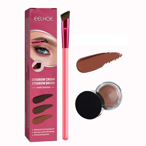 KARLOR Juego de crema para cejas con cepillo de cejas, máscara de cejas crema mágica para cejas (marrón claro)
