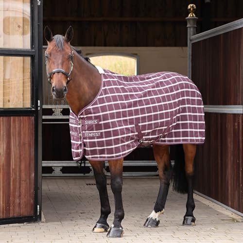 Shires Tempest Original Stable Sheet - Maroon Check 5ft6