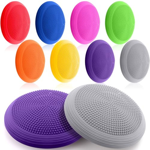 Libima 8 Pcs Wiggle Seat Inflated Wobble Cushion Sensory Seat Flexible Balance Board Balance Disc for Kids Men Women Physical Exercise Improving Posture Home Office Classroom(Vibrant Color)