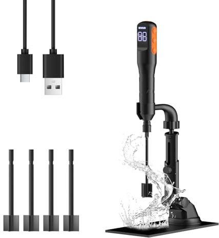 Rechargeable Resin Mixer with Stand | 3 Speeds Control | Timed Stop Function | 4 Electric Stirrer Paddles for Epoxy Resin, Silicone, Paint Mixing, Soap Making, Resin Tools, DIY Crafts (Black)