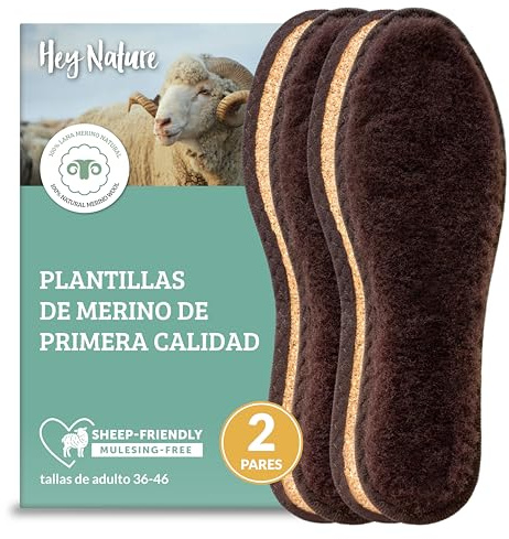 Hey Nature 2 paia di solette in Lana Merino, Solette Riscaldanti per Piedi Caldi in Inverno. Suole Riscaldanti - Solette Termiche per Scarpe, Scaldapiedi Naturale al 100%
