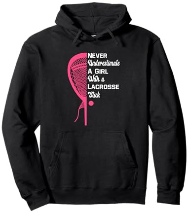 Lacrosse Girl With Stick Lax Lover Girls Lacrosse Helmet Pullover Hoodie