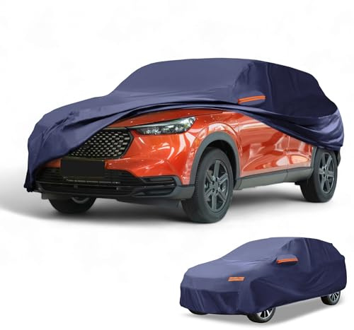 Partuto Heltäckande yttre SUV bilöverdrag vattentätt alla väder för bilar utomhus fullt skydd regn sol UV-skydd 190T-PU marinblå passform för SUV-längd upp till 182 cm