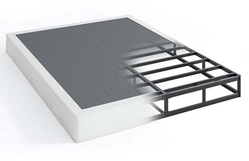 QEROMY 7 Inch Low Profile Box Spring, Sturdy Metal Frame Mattress Foundation, Easy Assembly, Quiet & Noise-Free, Queen Size