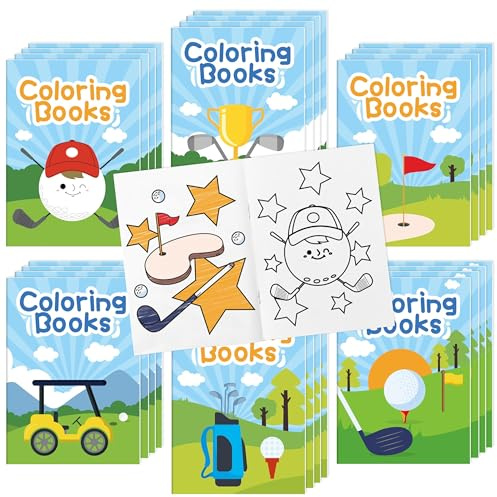 X1zuue Golf Coloring Books for Kids - 24Pcs Bulk Sports Golf Theme Mini Coloring Booklet DIY Art Drawing Book for Toddlers Holiday Birthday Party Goodie Bags Stuffers Sunday School Classroom Favors