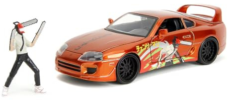 Jada Toys Chainsaw Man Car Toyota Supra 1995 (20 cm) with Chainsaw Man Figure (7 cm) - Model Car with Parts to Open, Metal Toy Set for Fans and Collectors from 8 Years