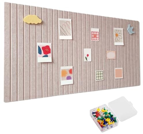 Bacheca In Feltro Autoadesiva 60 X 40 cm, Grandi Pannello Di Feltro A Strisce con 50 Puntine, Felt Board Della 0,9 cm Adatta per Foto, Appunti, Immagine, Calendari, ecc. (Colore Cammello Scuro)