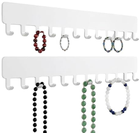 JORcadis 2 Pack Wall Mounted Necklace Holder for Jewelry Storage, Necklace Stand, Space Saving Necklace Hanger with Multi-Functional Use for Home Organization