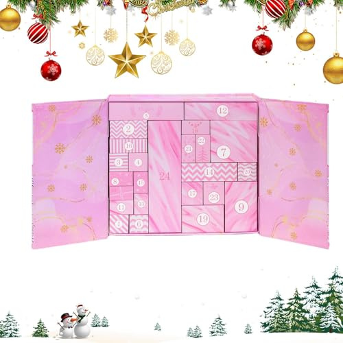 Calendario 'Avvento vuoto - 24 scomparti, calendario del conto posteriore di Natale in stile Minimalista Rosa, Porta caramelle ricaricabile | Calendari 'Avvento Scatole per organizzare e