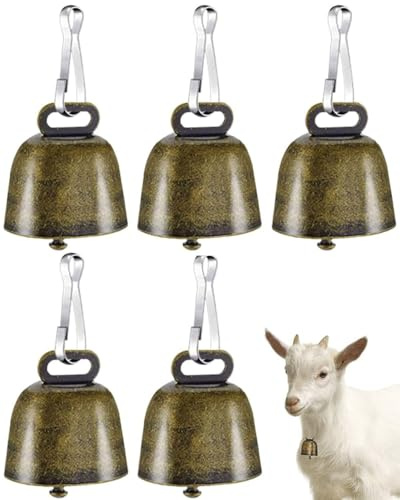 HZAOPZE 5 pezzi campane in rame per cani e gatti, per animali domestici, mucca, cavallo, pecora, pascolo, piccole campane in ottone, campanaccio mucca,campane anti-smarrimento, campane per animali