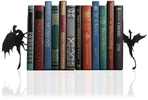 Ensemble de Serre-Livres en Métal en Forme de Dragon Espion Finition Polie | Serre-Livres Noël 20×15×3CM pour Étagères, Support Décoratif un Bureau à Domicile un Cadeau Amoureux des Livres(Dragon)