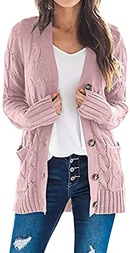 Cardigan da donna con scollo a V Button Down maglione a maglia grossa autunno inverno maglioni a maniche lunghe aperto davanti morbido maglieria allentata oversize avvolgente cardigan maglioni con