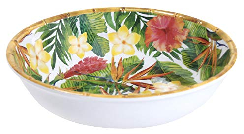 Les Jardins de la Comtesse - Gran sopa de melamina o plato de pasta/pequeño bol de ensalada rojo-verde de la colección de vajilla de flores exóticas - Colección de vajilla MelARTmine - Ø 23 cm