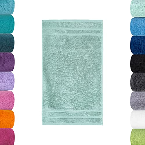 Lavea 2er Set Gästetücher, Eisgrün, 30 x 50 cm Premium Frotteeserie Bali | GOTS Zertifiziert, 100% Bio Baumwolle