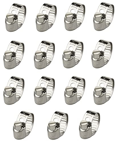 15 Pcs Collier de Serrage Ajustable en Acier Inoxydable Tuyaux Clips Fixation Réglable(10-16 mm)