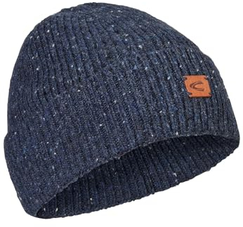 camel active Herren Strickbeanie mit Merinowolle Blau menswear-OS