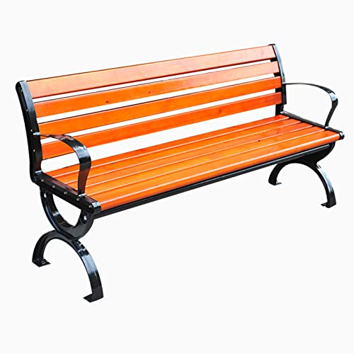 Parkbänk Metall utomhusstolar, trädgårdsbänk med armar och ryggstöd, 3-sits Solid Wood Trädgårdsstolar Soffa för uteplats för parker, torg, terrasser