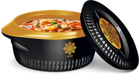 MILTON Royal 2500 Insulated Inner Stainless Steel Casserole, 2.05 Litres, Black Gold | BPA Free | Food Grade | Hot & Cold