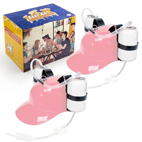 Ekkhysis Beer Hat,Funny Hat for Drinking Soda,Beer Helmet,Drinking Accessories Gifts for Man (2-Pink)