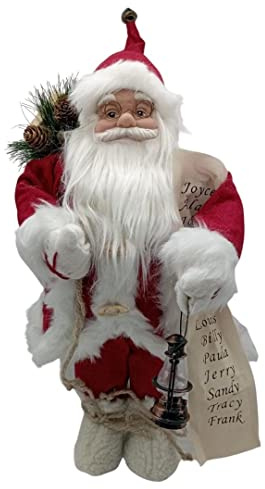 Glac Store Figura de Papá Noel Santa Claus disponible de 60 cm a 80 cm enorme en diferentes versiones blanco o rojo decoración navideña idea regalo (rojo con lista de nombres, 60 cm)