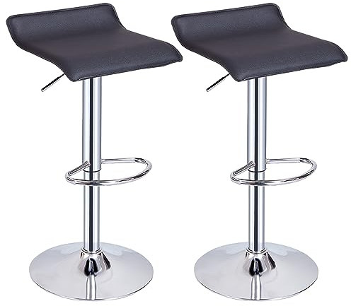 Panana Barhocker 2er Set Barstuhl aus Kunstleder Tresenhocker Bistrohocker Hocker, höhenverstellbar drehbar, für Theke Küche Bar Bistro (Schwarz)