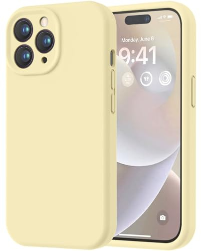 LOVE 3000 Designed for iPhone 14 Pro Case, Premium Silicone with [Soft Anti-Scratch Microfiber Lining] Shockproof Protective Phone Case for Men Women Girls 6.1, Creamy Yellow