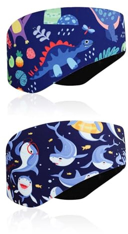 DIYCUT 2 Pièces Bandeaux Natation en Néoprène, Bandeau Piscine Oreille Enfant en Souples, Bandeau Piscine Enfant Antidérapant, Étanche Protection Auditive, pour Natation, Surf & Plongée