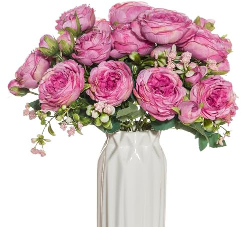 BSITSSS Lot de 2 Fleurs Artificielles, Beau Fleur Artificielle, Bouquets de Fausse Fleur, Rouge Fleurs Artificielles Deco, Bouquet de Fleurs Artificielle pour Mariage, ou Décoration de Table