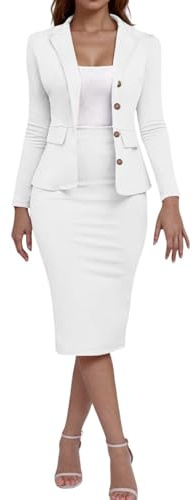 Mis Pedidos Conjunto Mujer Vestir Dos Piezas,Talla Grande Traje Falda y Chaqueta Mujer Americana de Color Sólido Casual con Bolsillos Trajes Dos Piezas Manga Larga Elegante Negocios Oficina Set