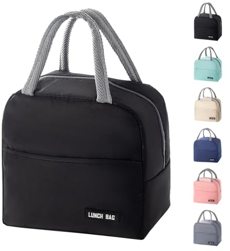 SUOXU Insulated Lunch Bag for Men Women Kids Cool Bag- Reusable Thermal Food Bag Ice Pack with Leak-Proof Liner, Cooler Tote for Work, School, Picnic & Travel (5L-Black)