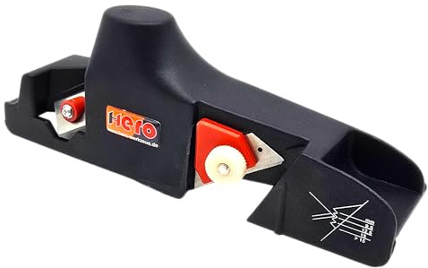 HERO Kantenhobel Rigipshobel Handhobel Fasenhobel 2 justierbare Klingen Plattenhobel Blockhobel Simshobel aus PVC mit Regler Hobel für Gipskarton Trockenbau Rigips Einstellbarer Winkel von 22° bis 45°