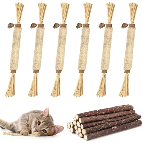 Noaxylic 21 Piezas Masticar Palos Gato, Palitos de Catnip para Gatos, Palitos para Masticar Juguete, Palo de Gato 100% Orgánico Natural, para Gatos de Limpieza de Dientes