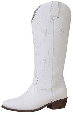 Stivali Camperos Donna,Stivali Donna Neri Invernali Eleganti Cowboy Scarpe di Media Altezza Cowboy Stivaletto con Tacco a Blocco Texani Stivaletti con Fibbie Anfibi