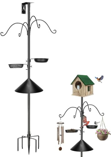 Palo per uccelli, supporto stabile e resistente, supporto per uccelli, 234 cm, con deflettore antiscoiattolo, per esterni, giardino, cortile, terrazza e attirare animali domestici
