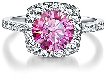 2ct Moissanite Ringar D Färg VVS1 Diamantringar 925 Sterling silver vigselringar Jubileumslöfte Förlovningsringar for kvinnor med certifikat(Pink,5)