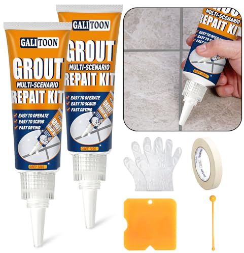 Grout Repair Kit, Fast Drying Tiles Sealer Bathroom Shower Kitchen Floor Grout Filler, Restore and Renew Joints Line, Gaps, Replace Grouts Pen (Grey)