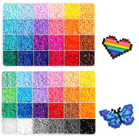 Mini Fuse Beads Kit, 2.6mm Fuse Beads Set, 8400pcs 24 Colors DIY Craft Kit, 19x13x1.9 Cm Storage Box for Artistic Projects and Educational Activities, Creative Gift for Boys Girls