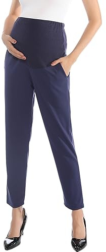 Alina Mae Maternity Work Pants, Over-the-Belly Dress Pants with Pockets